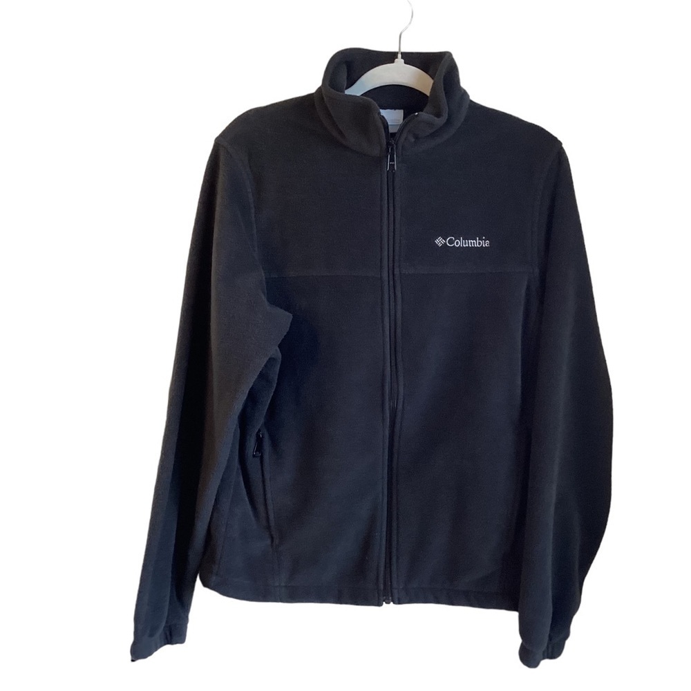Columbia Men’s Black Full Zip Fleece Long Sleeve Lightweight Jacket.  Size S